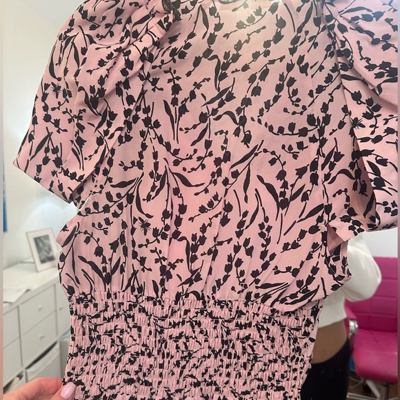 Maje pink and black 100% silk floral dress with slip size 1 - Picture 7 of 10